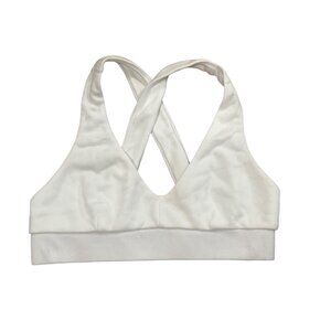 V-Neck Cross Back Bra In French Terry By Carbon38 White L